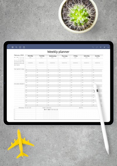 Notability Horizontal Weekly Timetable Planner Template