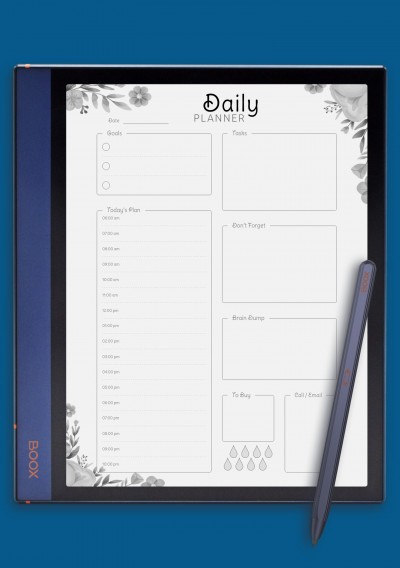 Hourly Planner with Daily Tasks & Goals Template for BOOX Note Air