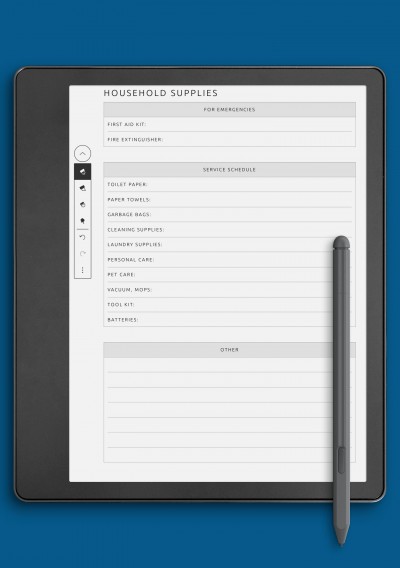 Household Supplies Template for Kindle Scribe
