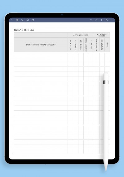 Ideas Inbox template for GoodNotes