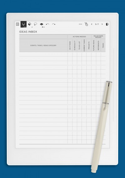 Ideas Inbox template for Supernote