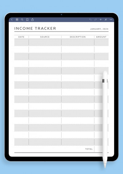 iPad & Android Income Tracker Template