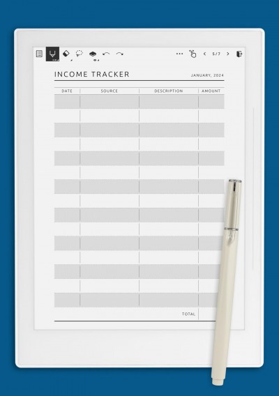 Supernote A5X Income Tracker Template