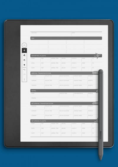Itinerary Editable Template template for Kindle Scribe