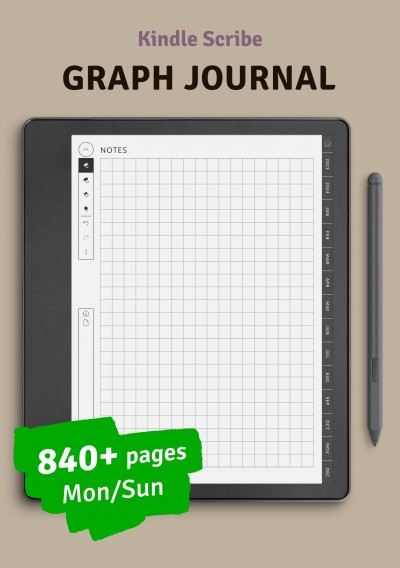 Download Kindle Scribe Daily Notes - Graph Journal - Printable PDF
