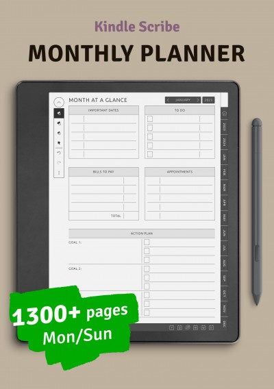 Download Kindle Scribe Monthly Planner - Printable PDF