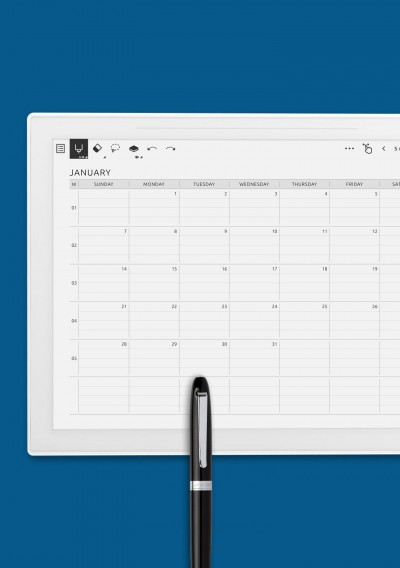 Landscape Lined Monthly Planner Template for Supernote