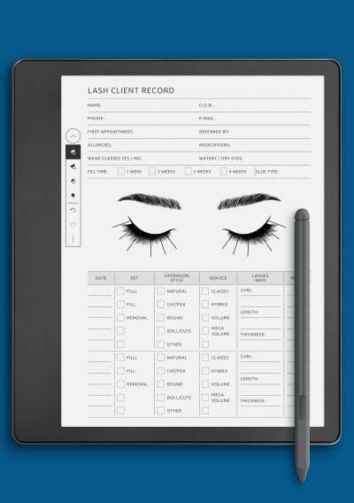 Kindle Scribe Lash Client Record Template