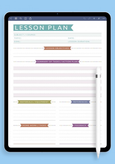 Lesson Plan - Casual Style Template for GoodNotes