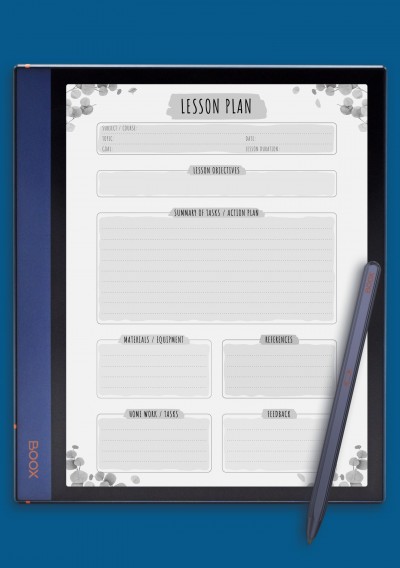 Lesson Plan - Floral Style Template for BOOX Note