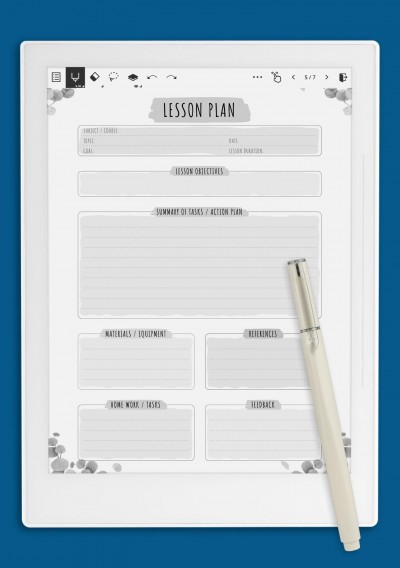 Supernote A6X Lesson Plan - Floral Style Template
