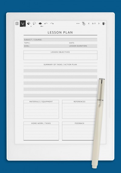 Lesson Plan - Original Style Template for Supernote