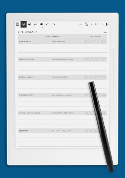 Life Check-In Template for Supernote