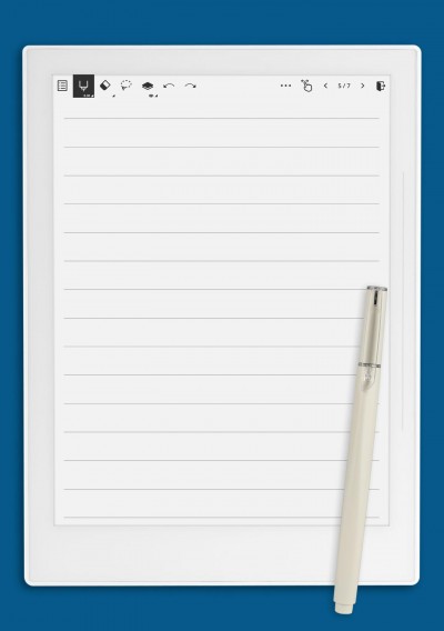 Supernote A6X Lined Paper Template - College Ruled 7.1mm