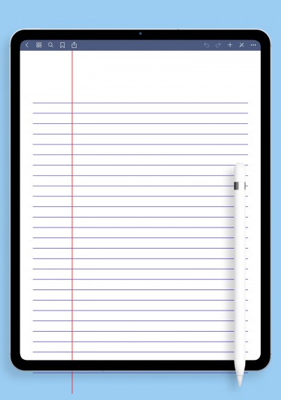 Lined Paper Template - Narrow Ruled 6.35mm blue for iPad