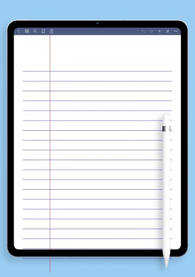 Lined Paper Template - Wide Ruled 8.7mm blue for iPad