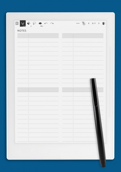 List 4-Blocks Template for Supernote A6X