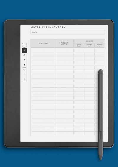 Kindle Scribe Materials Inventory Template