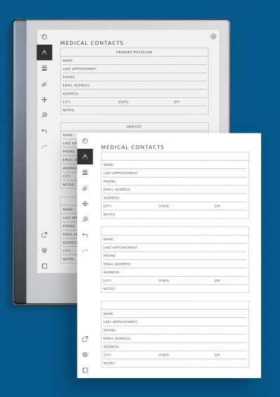 reMarkable Medical Contacts Template