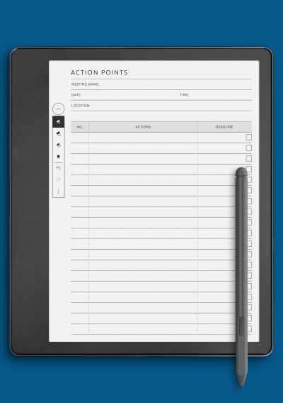 Meeting Action Points Template for Kindle Scribe