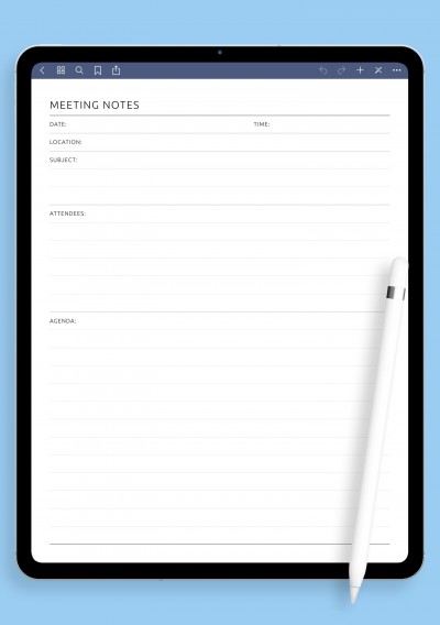 Meeting Notes – Subject & Agenda Format template for GoodNotes