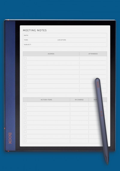 Meeting Notes Template for BOOX