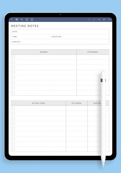 iPad Meeting Notes Template