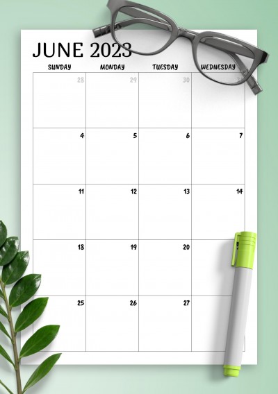 Download Minimal monthly calendar - Printable PDF