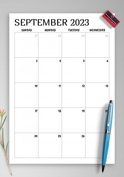 Download Minimal monthly calendar - Printable PDF