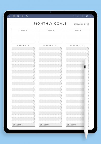 Notability Minimal Monthly Goal Tracker Template