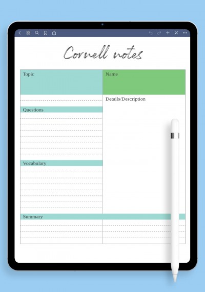 Notability Modern Cornell Notes Template