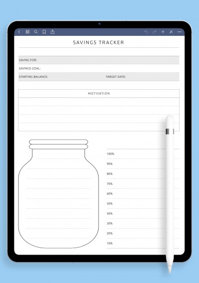 Money Savings Tracker Template for GoodNotes