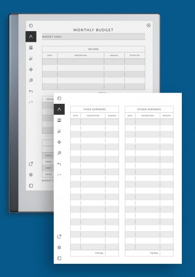 reMarkable Monthly Budget and Expense Tracker Template