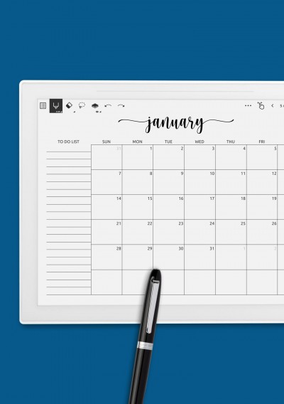 Monthly Calendar with To-Do List template for Supernote