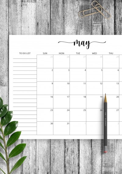 Download Monthly Calendar with To-Do List - Printable PDF