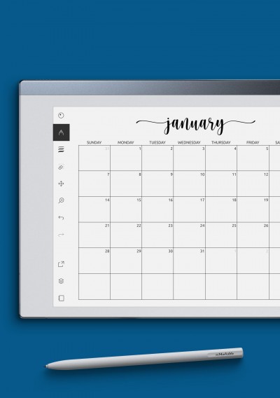 reMarkable Monthly Calendar with Notes