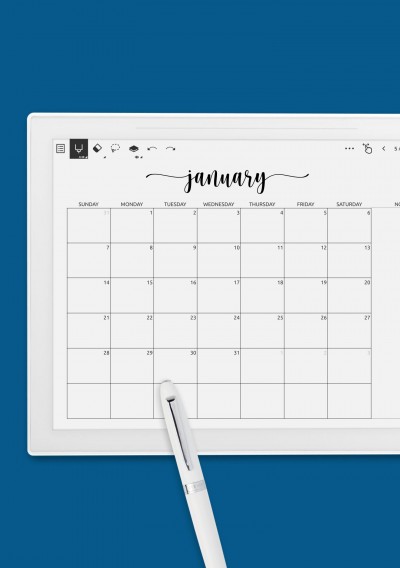 Monthly Calendar with Notes Template for Supernote