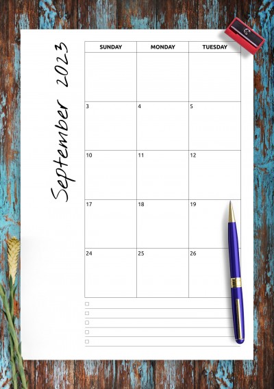 Download Monthly calendar with notes - Printable PDF