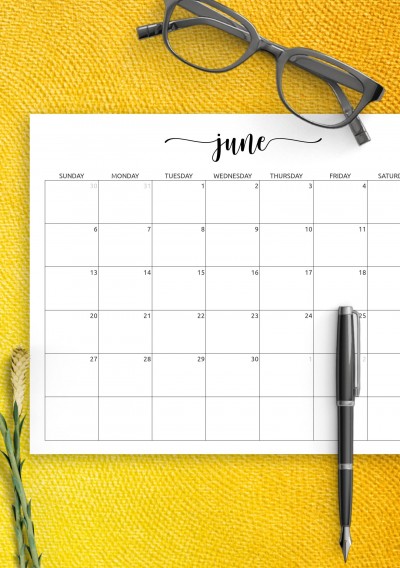 Download Monthly Calendar with Notes - Printable PDF