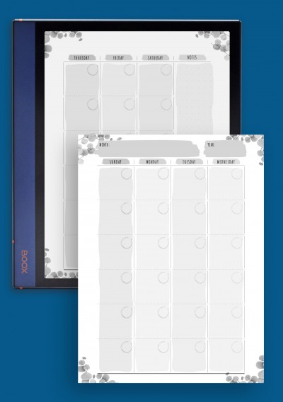 BOOX Note Air Monthly Calendar Planner Undated - Floral Style Template
