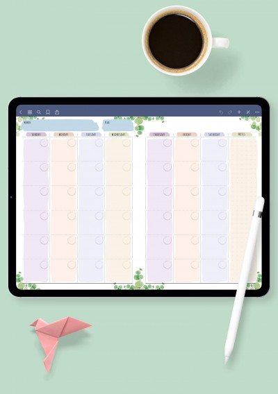 Monthly Calendar Planner Undated - Floral Style Template for GoodNotes
