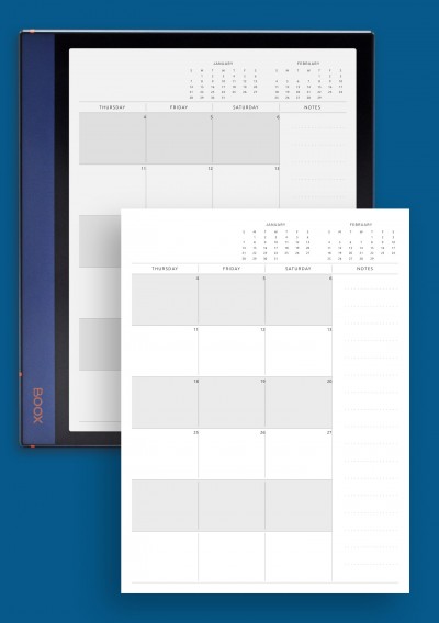 Monthly Calendar Template for BOOX Note Air
