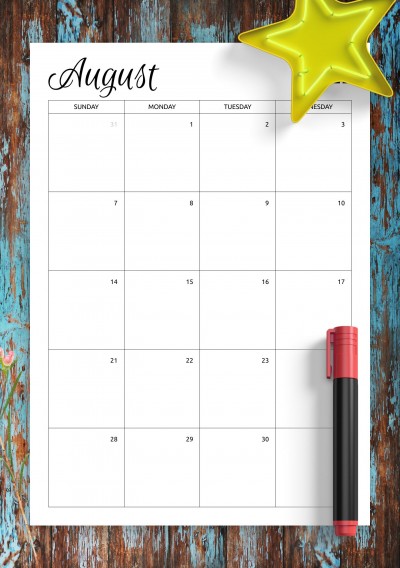 download printable monthly calendar template pdf