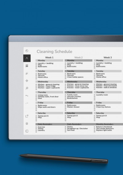 reMarkable Monthly Cleaning Schedule Checklist