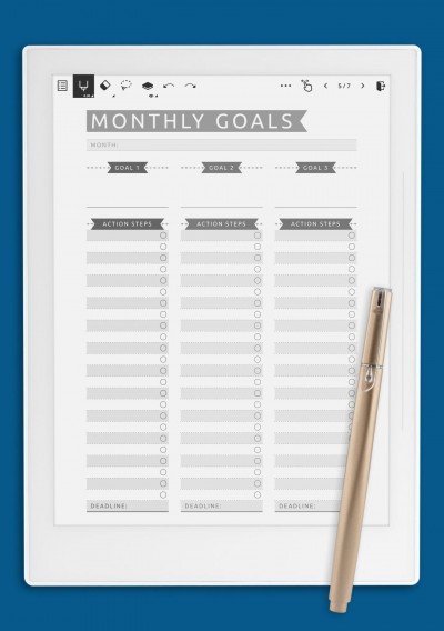 Supernote A6X Monthly Goals with Action Steps - Casual Style Template