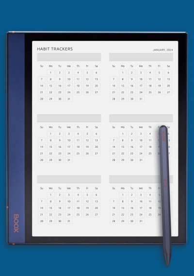 Monthly Habit Tracker Template for BOOX Tab