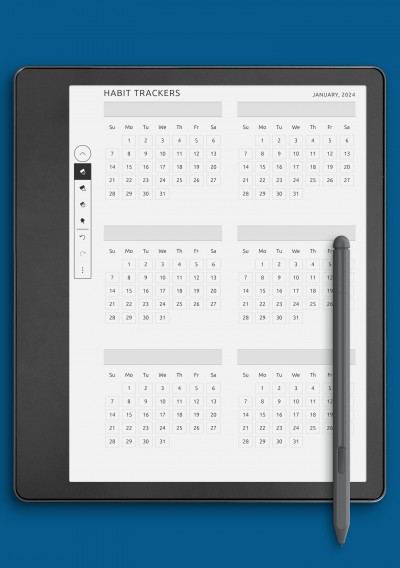 Monthly Habit Tracker Template for Kindle Scribe