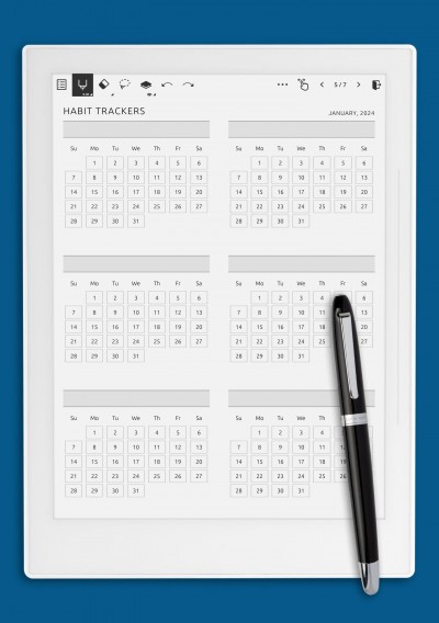 Monthly Habit Tracker Template for Supernote