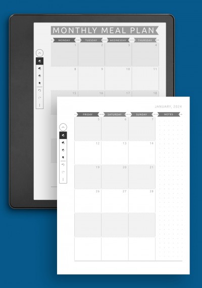 Monthly Meal Plan - Casual Style Template for Kindle Scribe