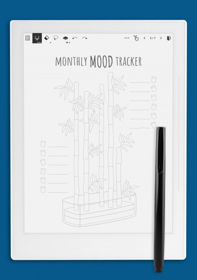 Monthly Mood Tracker Template - Bamboo Tree for Supernote